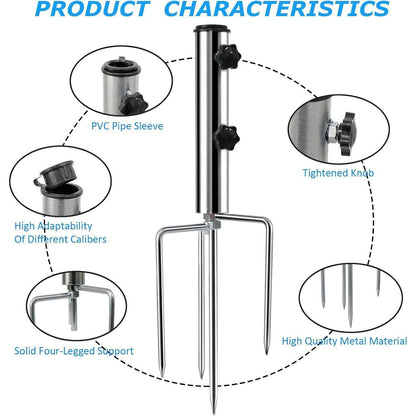 Schirmständer 4 Heringe Abnehmbar Einstellbar Metall Bodenanker für Sonnenschirm