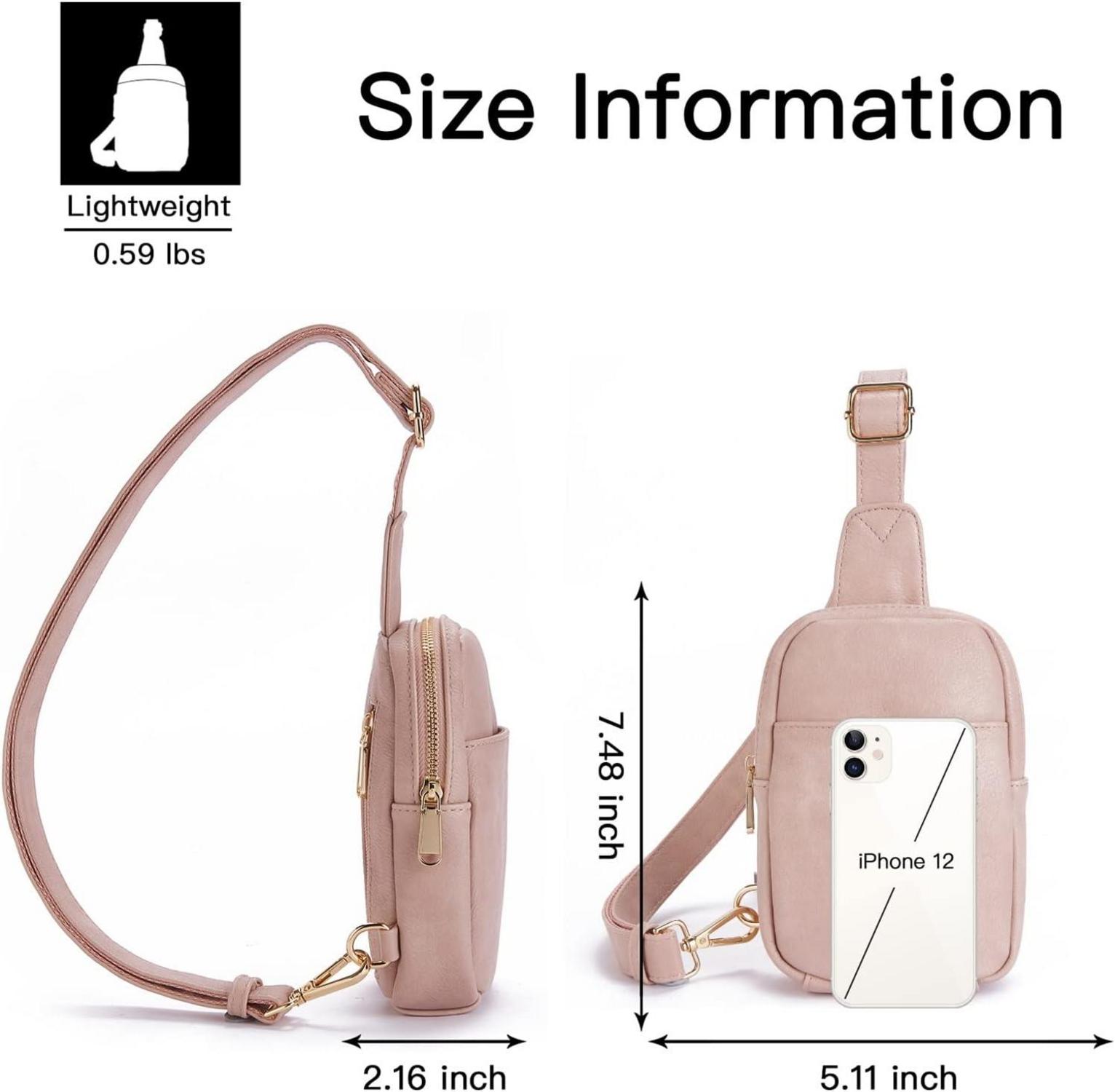 Telena Damen Mini Umhängetasche Kunstleder Crossbody Bag Hellrosa