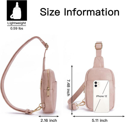 Telena Damen Mini Umhängetasche Kunstleder Crossbody Bag Hellrosa