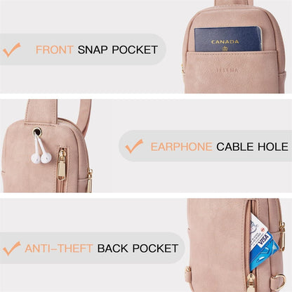 Kleine Damen Sling Bag Kunstleder Mini Umhängetasche Brusttasche