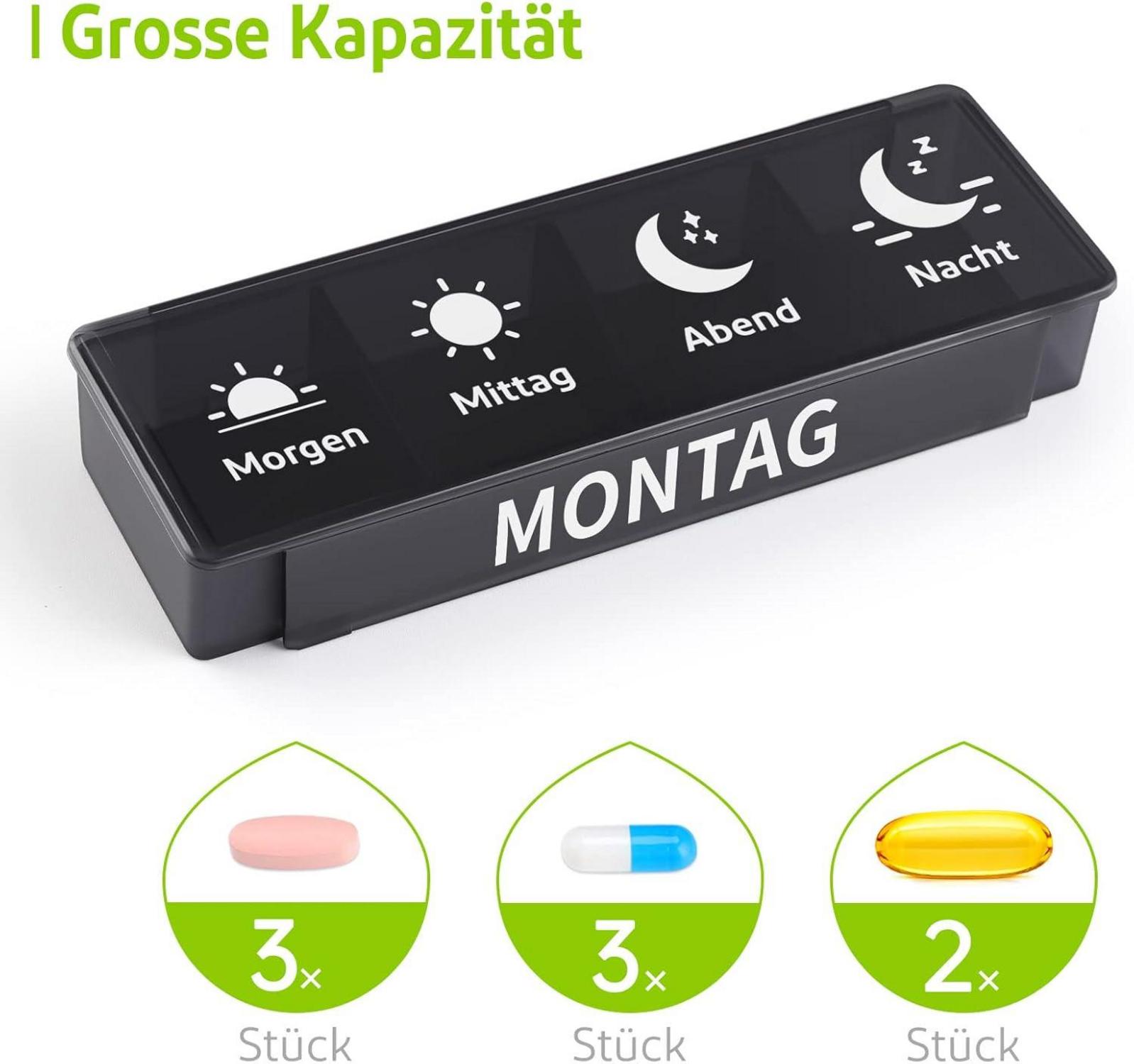 Wochenpillendose 7 Tage 4 Fächer Supplement Box Organizer
