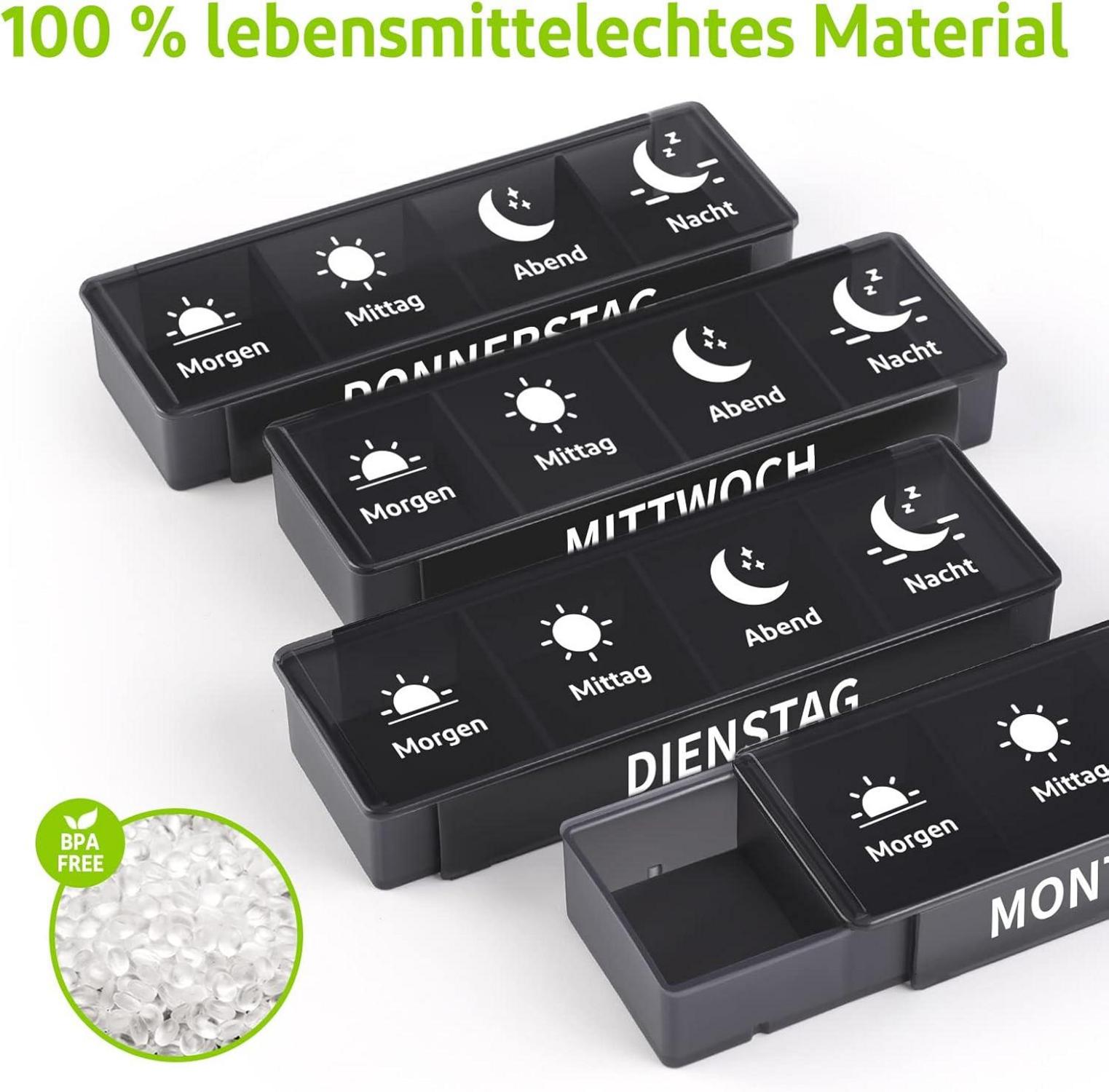 Opret Tablettenbox 7 Tage Pillendose Medikamentenbox 4 Fächer