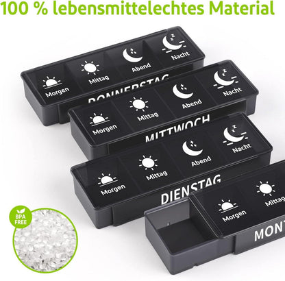 Opret Tablettenbox 7 Tage Pillendose Medikamentenbox 4 Fächer