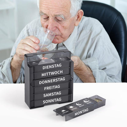 Tablettenbox 7 Tage Pillendose 4 Fächer Organizer BPA-frei