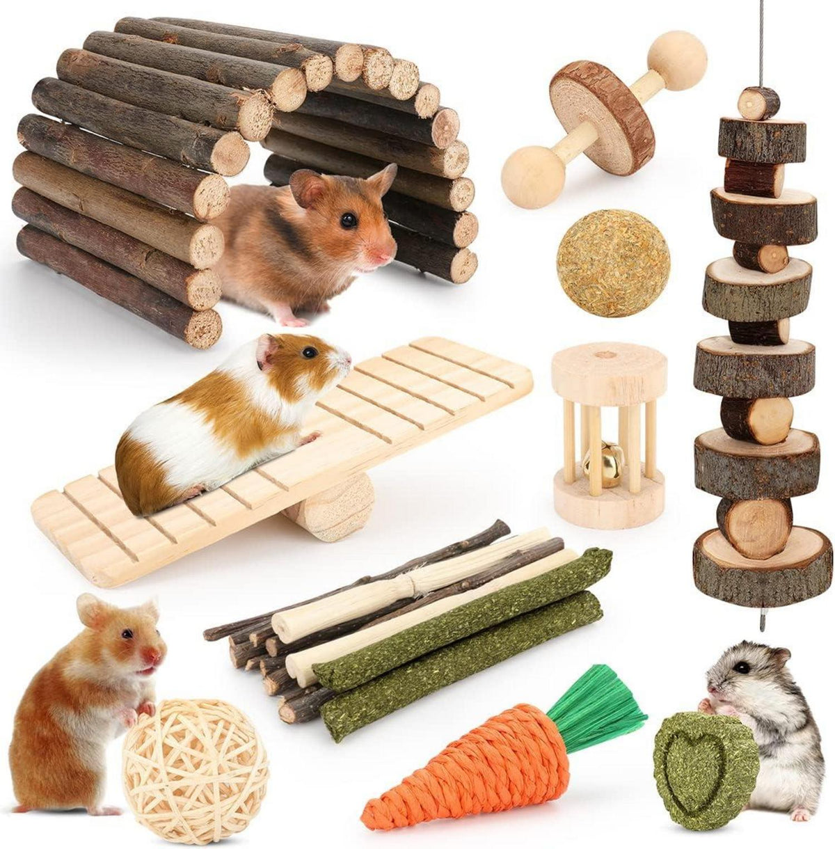 Kleintier Spielzeug Set Natur Materialien Bio für Nager