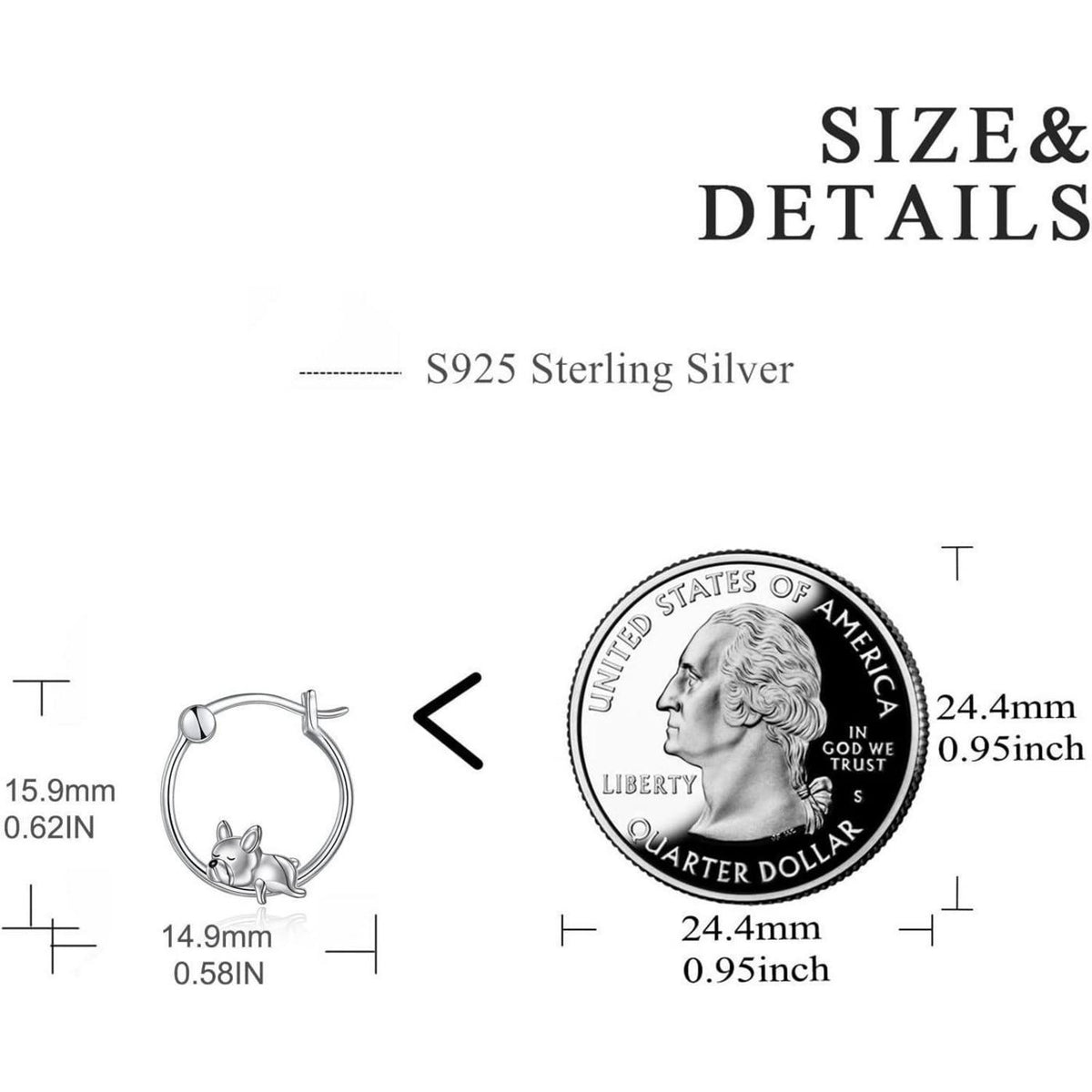 Creolen 925 Sterling Silber Französische Bulldogge/Schwarze Katze Schmuck Damen