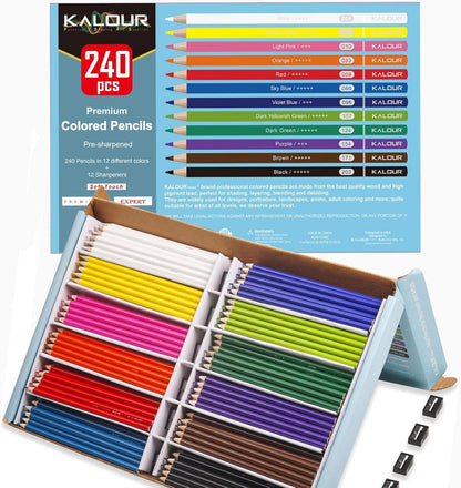 Premium Buntstifte 240 Stifte 12 Farben Künstler Ausmalbücher