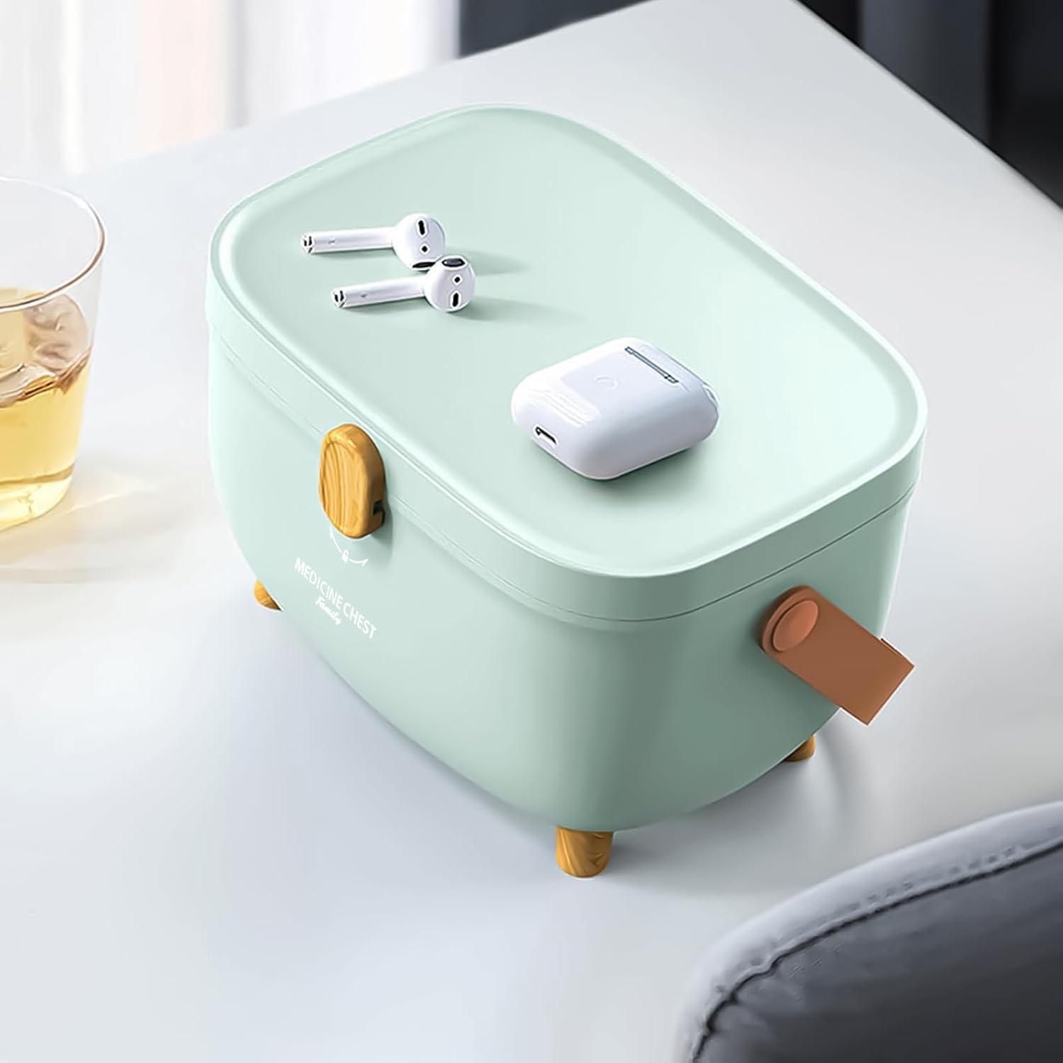 DYOUen Erste-Hilfe-Kasten Medizinbox Tragbarer Aufbewahrungsbehälter große Kapazität Grün