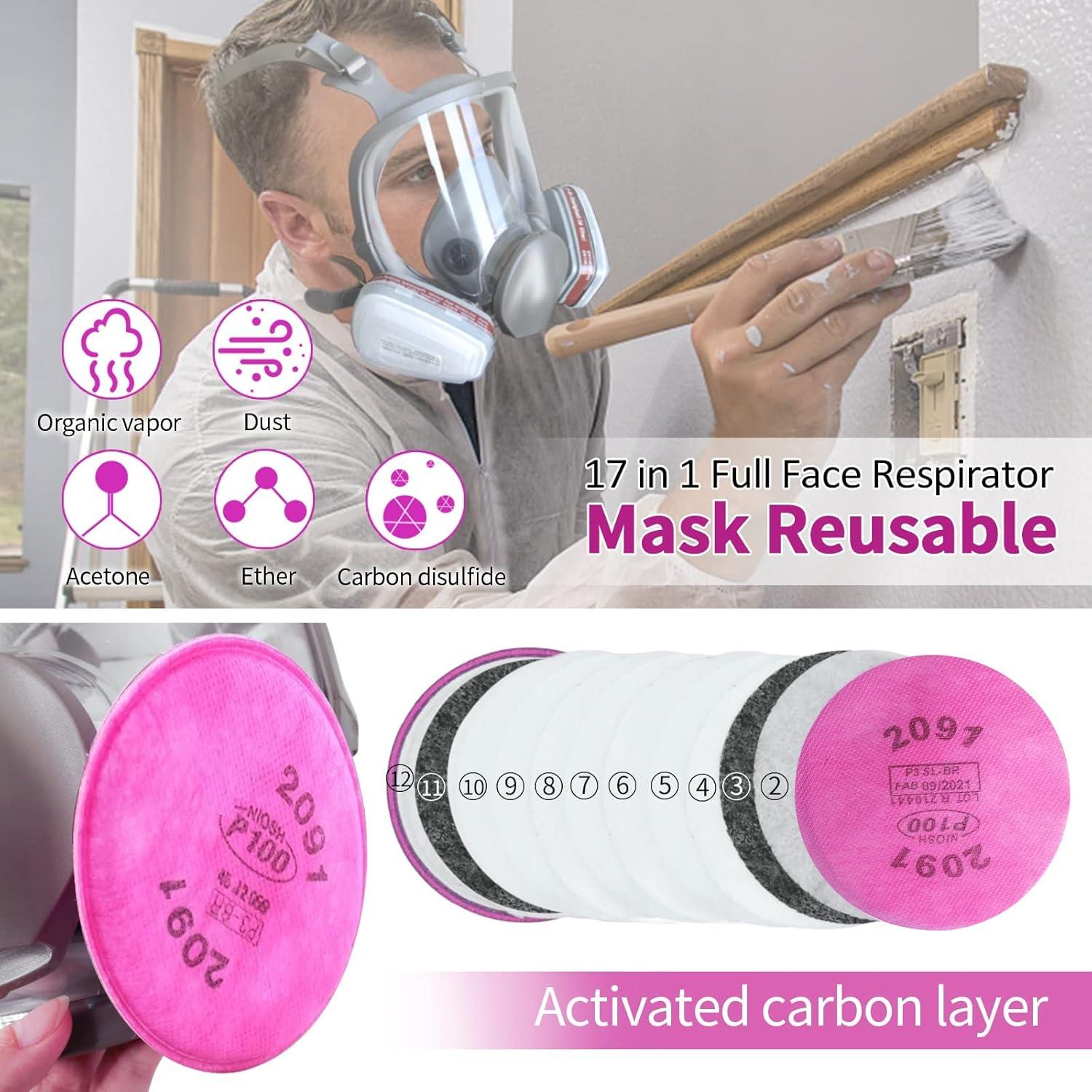 Vollgesichtige Atemschutzmaske 6800 mit Filtern für Lackierspray und Schweißen