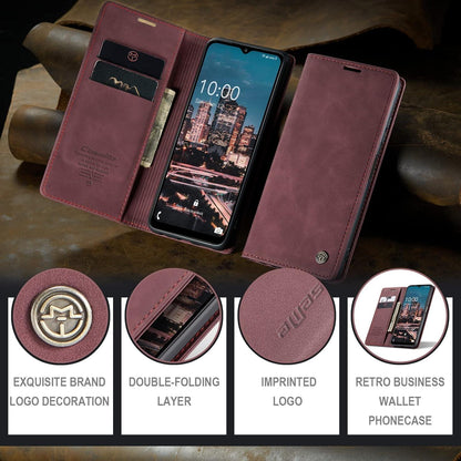 Samsung Galaxy A14 5G Handyhülle Premium Leder Flip Case Weinrot