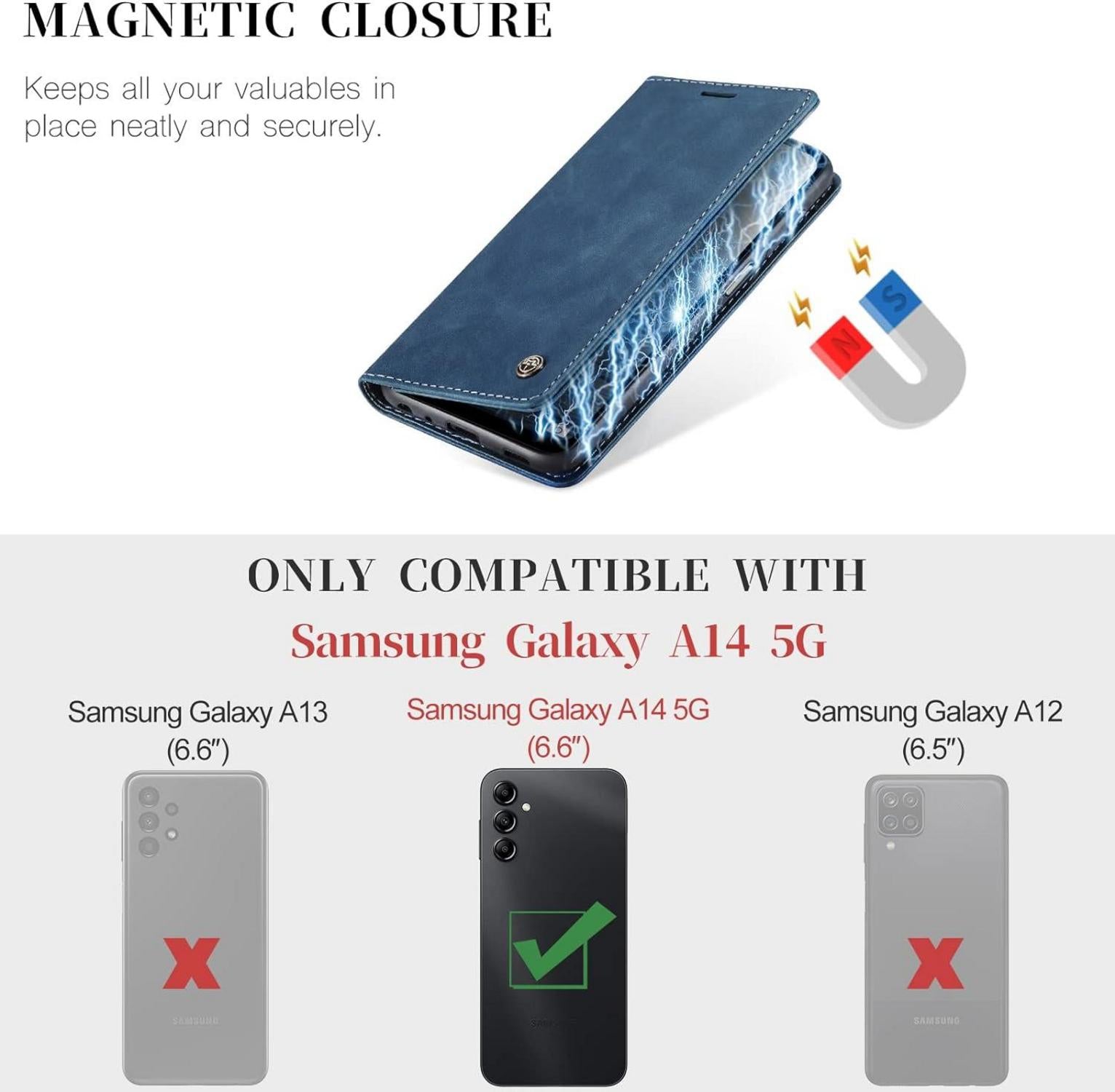 Samsung Galaxy A14 5G Hülle - Klappbare Leder Schutzhülle