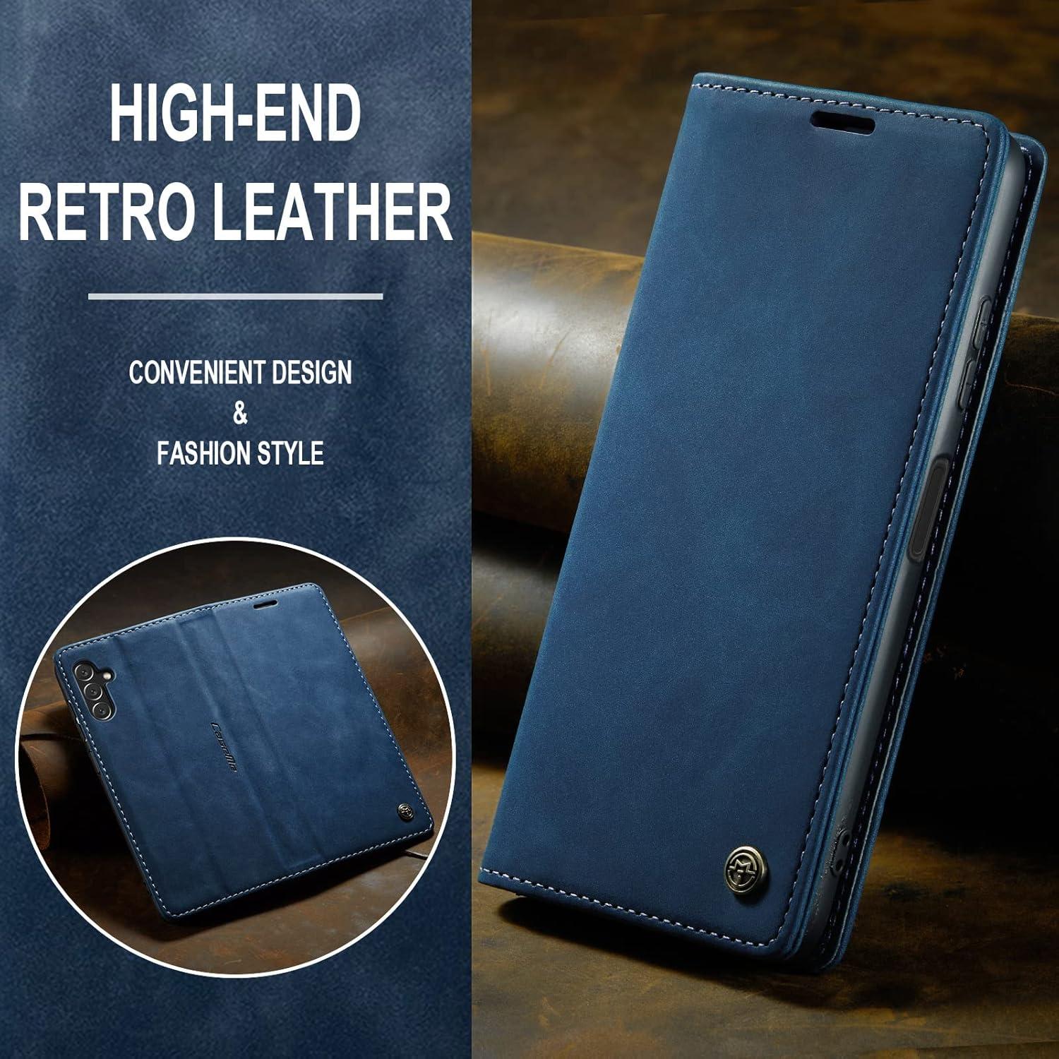 Handyhülle Samsung Galaxy A14 5G Leder Klapp Case Blau Magnet