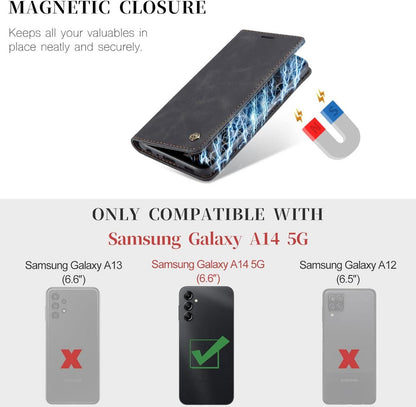 Samsung Galaxy A14 5G Handyhülle Schwarz Premium Leder Flip