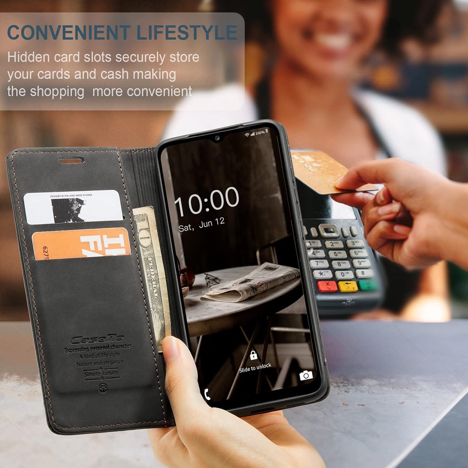 Samsung Galaxy A14 5G Handyhülle Schwarz Premium Lederhülle Flip Case Magnet Standfunktion