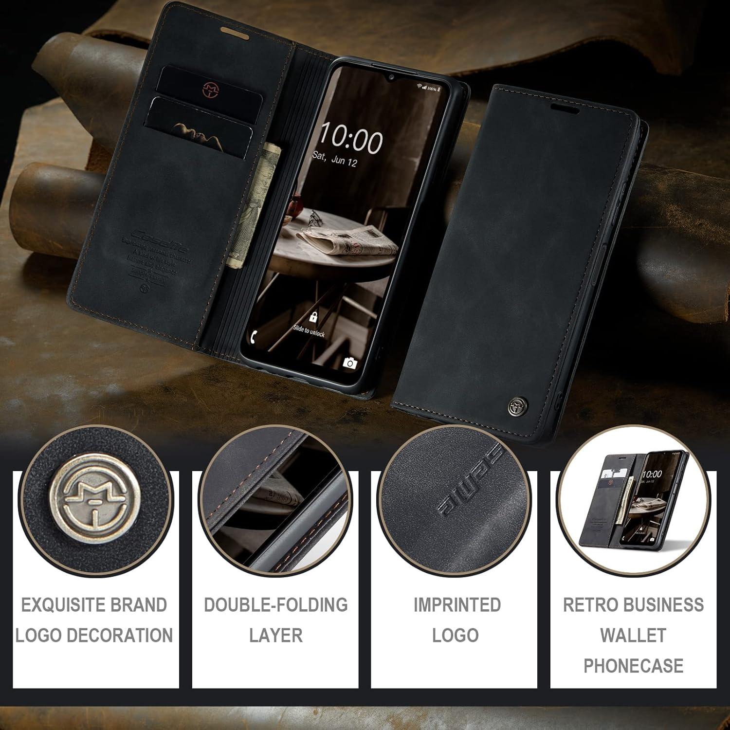 Handyhülle für Samsung Galaxy A14 5G Premium Leder Magnet Schwarz