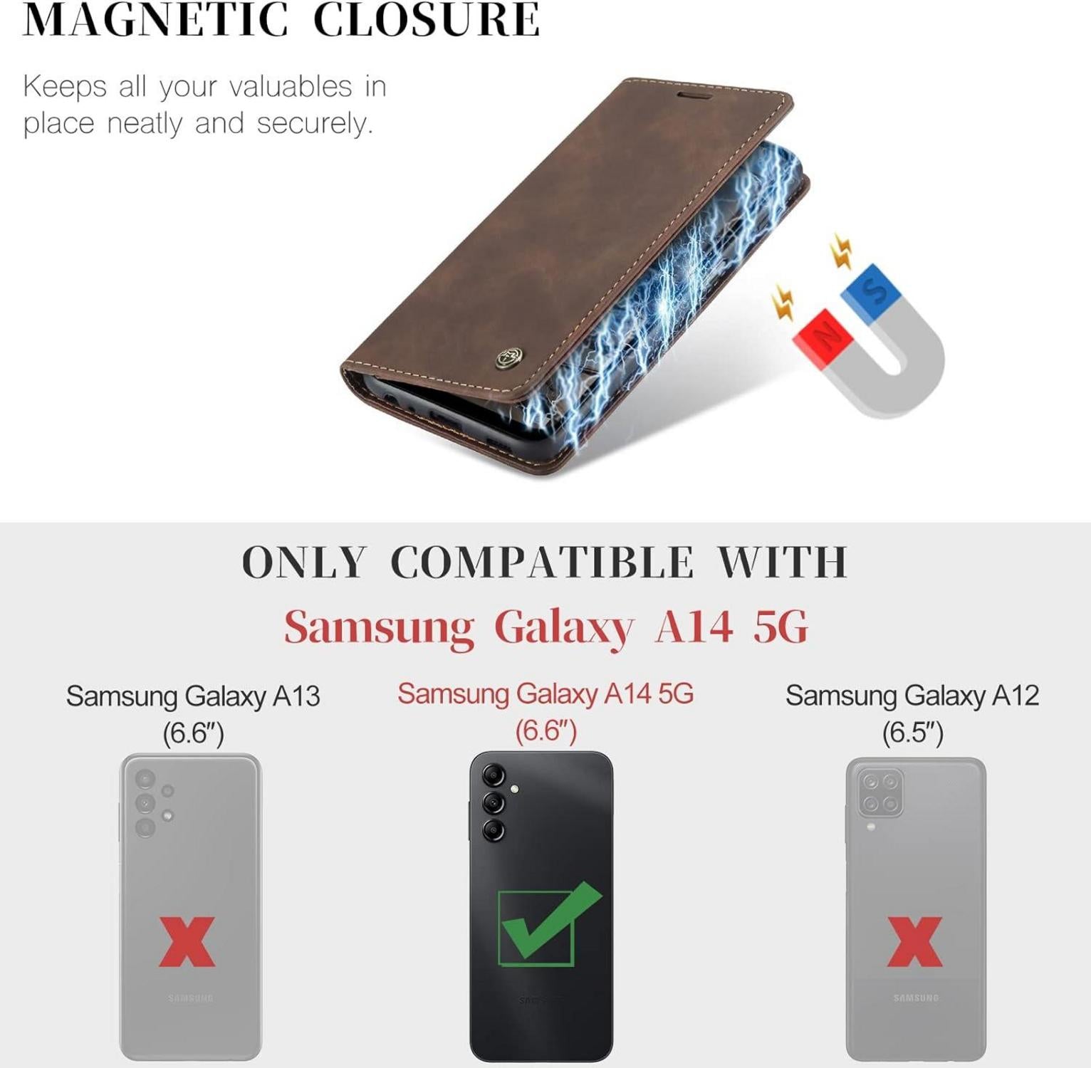 Samsung Galaxy A14 5G Handyhülle Premium Leder Klapp Case
