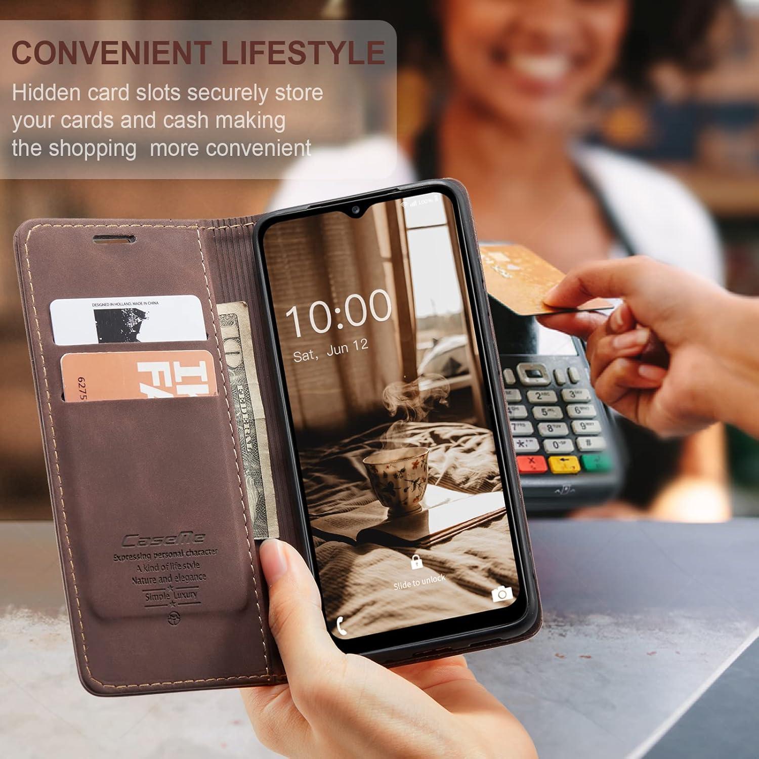 Samsung Galaxy A14 5G Handyhülle - Premium Leder Klapphülle Kaffee