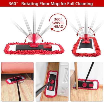 Bodenwischer Wischmopp mit Chenille & Mikrofaser Pads 127 cm