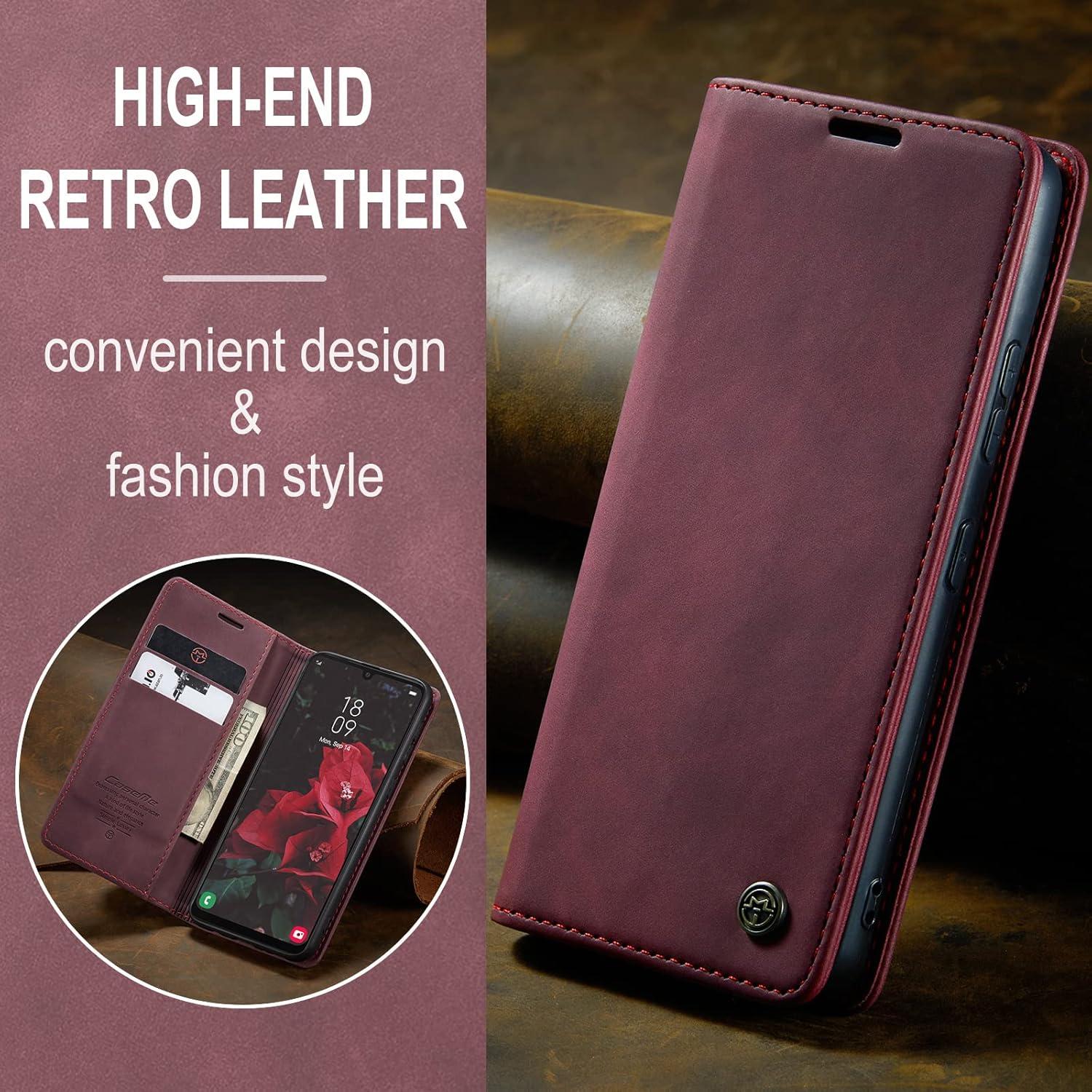 Handyhülle Samsung Galaxy A34 5G Leder Flip Case Schutzhülle Weinrot