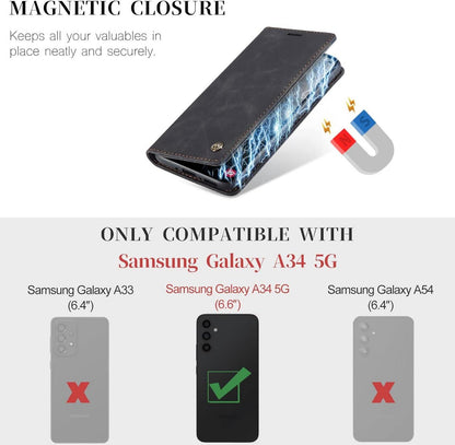 Handyhülle Samsung Galaxy A34 5G Lederhülle Klappbar Schwarz