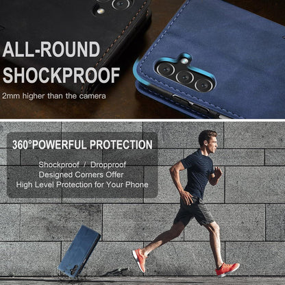 Handyhülle Samsung Galaxy A34 5G Blau Leder Klapphülle Magnet Standfunktion