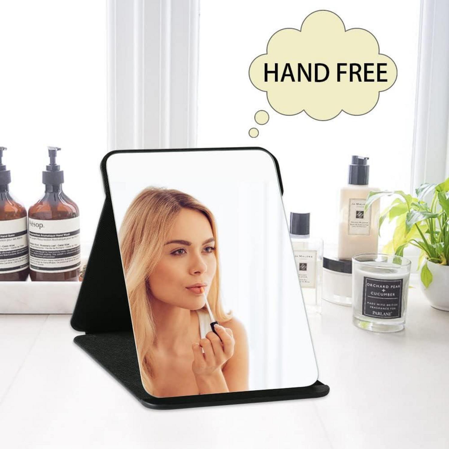 Klappbarer Reisespiegel für Tischplatte Handheld Groß 20.5x15cm Schwarz