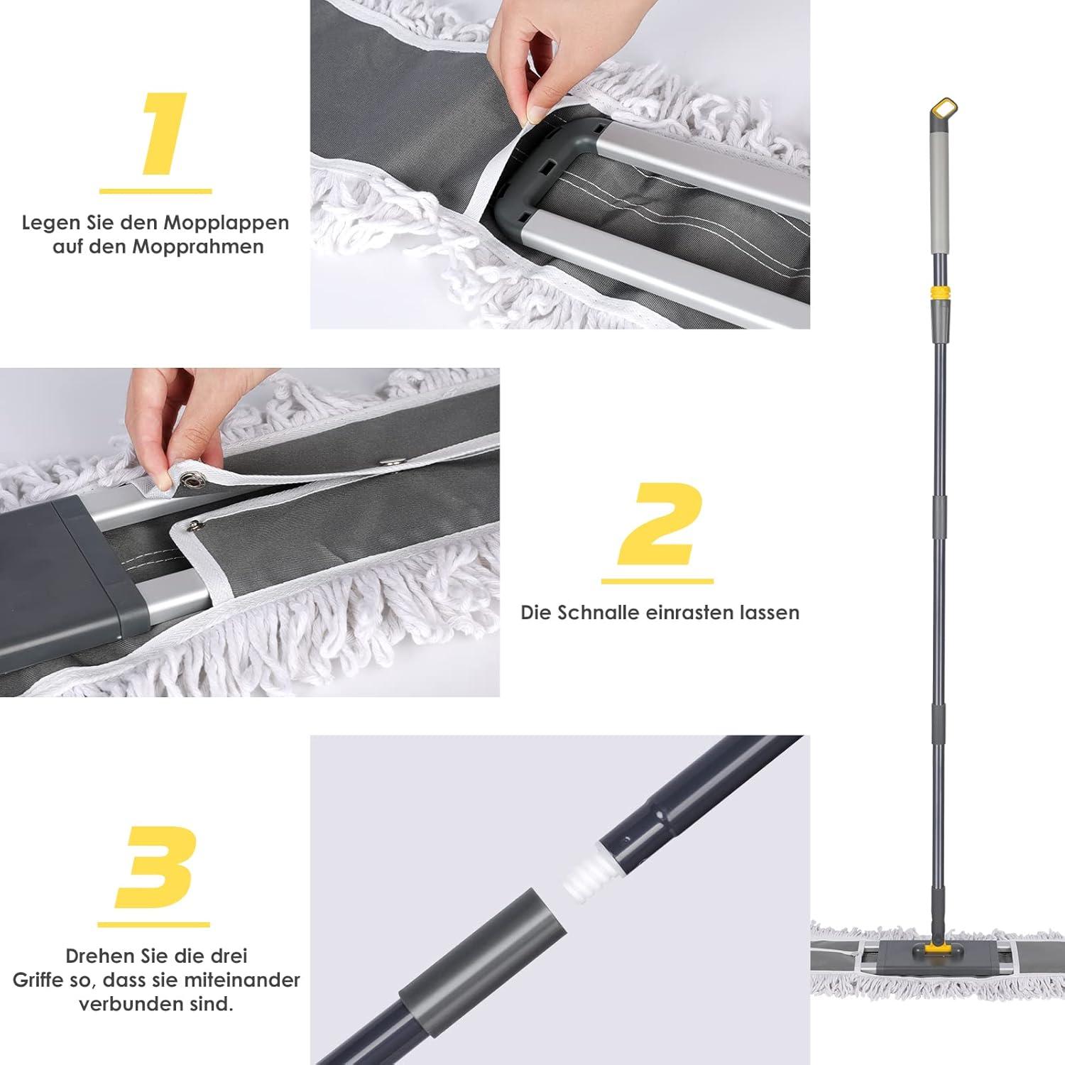 Bodenwischer 90cm breit 360° Drehkopf inkl. 1 Baumwollpad 2