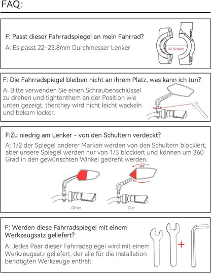 Fahrradspiegel E-Bike 360° Drehbar Klappbar Lenker Rückspiegel