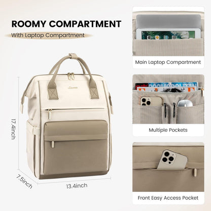 Rucksack Damen 17 Zoll Laptop USB Ladeanschluss Wasserdicht