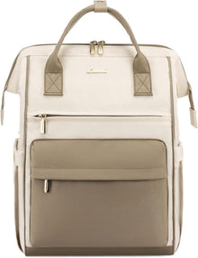 Rucksack Damen 17 Zoll Laptop USB Ladeanschluss Wasserdicht Beige