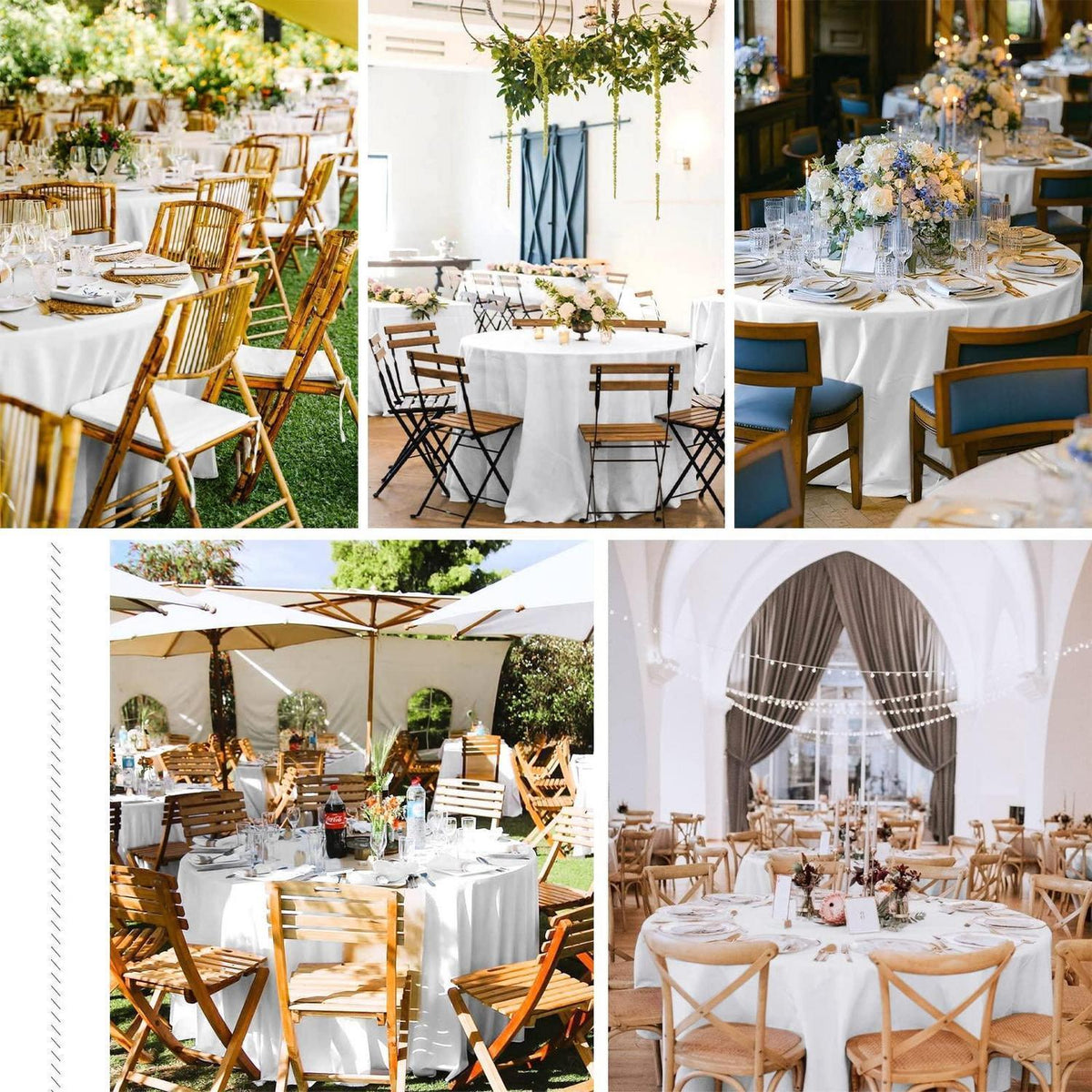 Weiße Polyester Tischdecke rund 305 cm - 8er Set für Hochzeit & Party