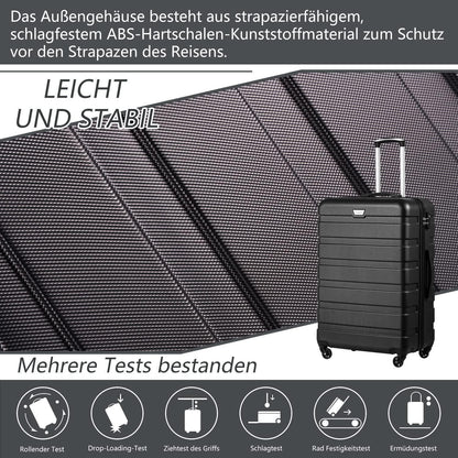COOLIFE Mittelgroßer Trolley Koffer Dunkelblau 60L mit TSA-Schloss
