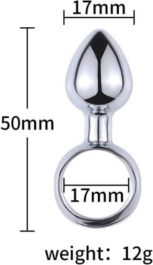 Mini Analplug Set mit Zugring, Edelstahl, Anfänger (S) - 5