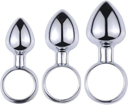 Mini Analplugs Klein Glühbirne Edelstahl Zugring Set Butt Plug