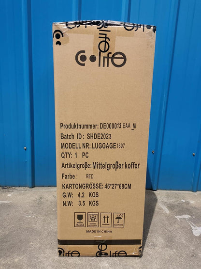 COOLIFE Premium Hartschalenkoffer TSA-Schloss, 4 Rollen Mittelgröße Spinell Rot