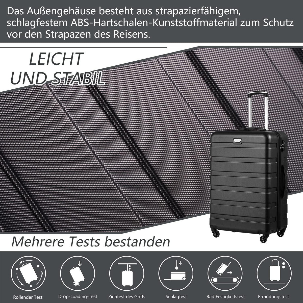 Großer Reisekoffer Dunkelblau mit TSA-Schloss & 4 Rollen