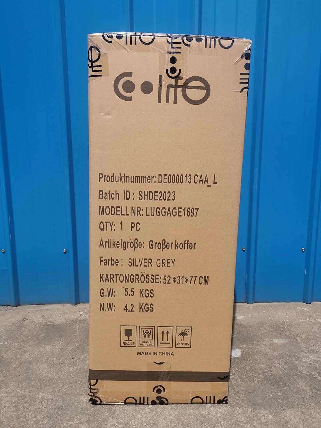 COOLIFE Premium Hartschalenkoffer Helles Silber 4 Rollen TSA-Schloss