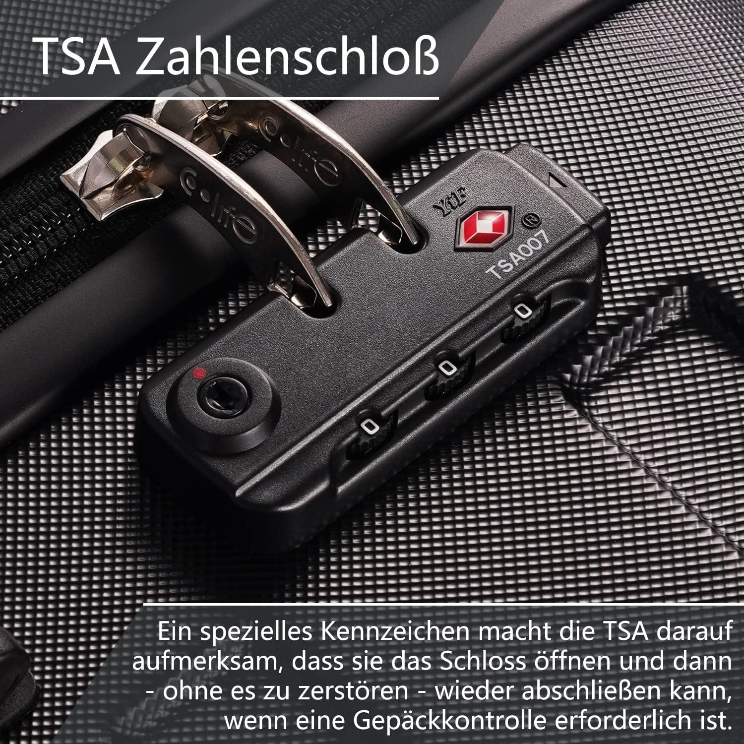 COOLIFE Premium Hartschalenkoffer 4 Rollen Handgepäck Apfelgrün