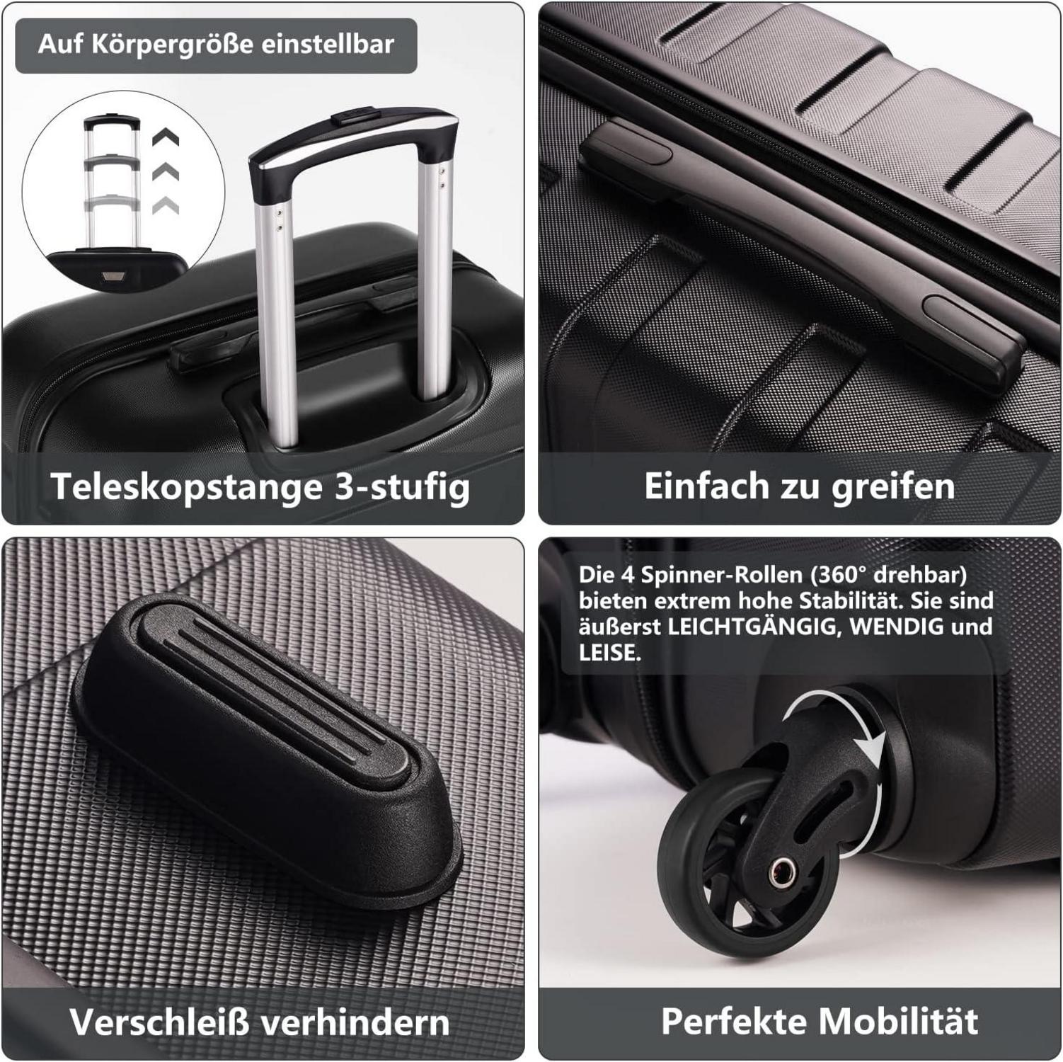 Premium Hartschalenkoffer Handgepäck Rollkoffer TSA-Schloss 4 Rollen Apfelgrün