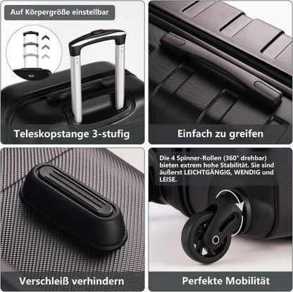 Premium Hartschalenkoffer Handgepäck Rollkoffer TSA-Schloss 4 Rollen Apfelgrün