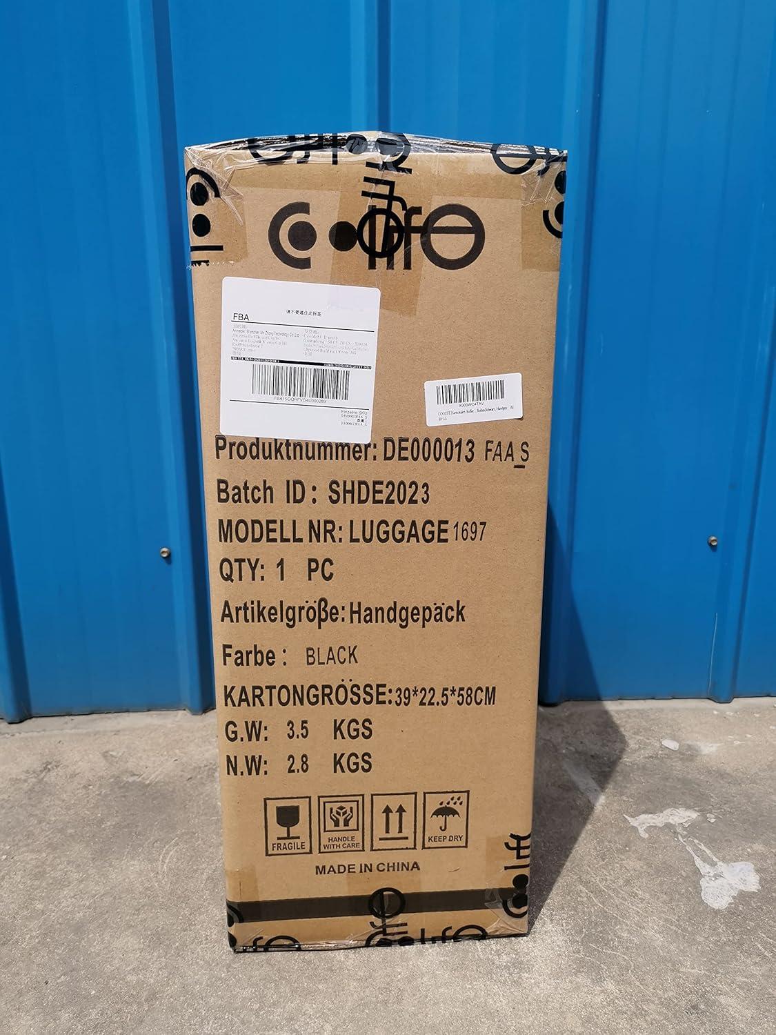 COOLIFE Premium Hartschalenkoffer 4 Rollen TSA-Schloss Handgepäck Mondnacht Schwarz