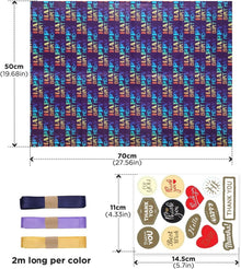 Geschenkpapier Geburtstag 6 Blätter 50x70cm Kinder Set Band