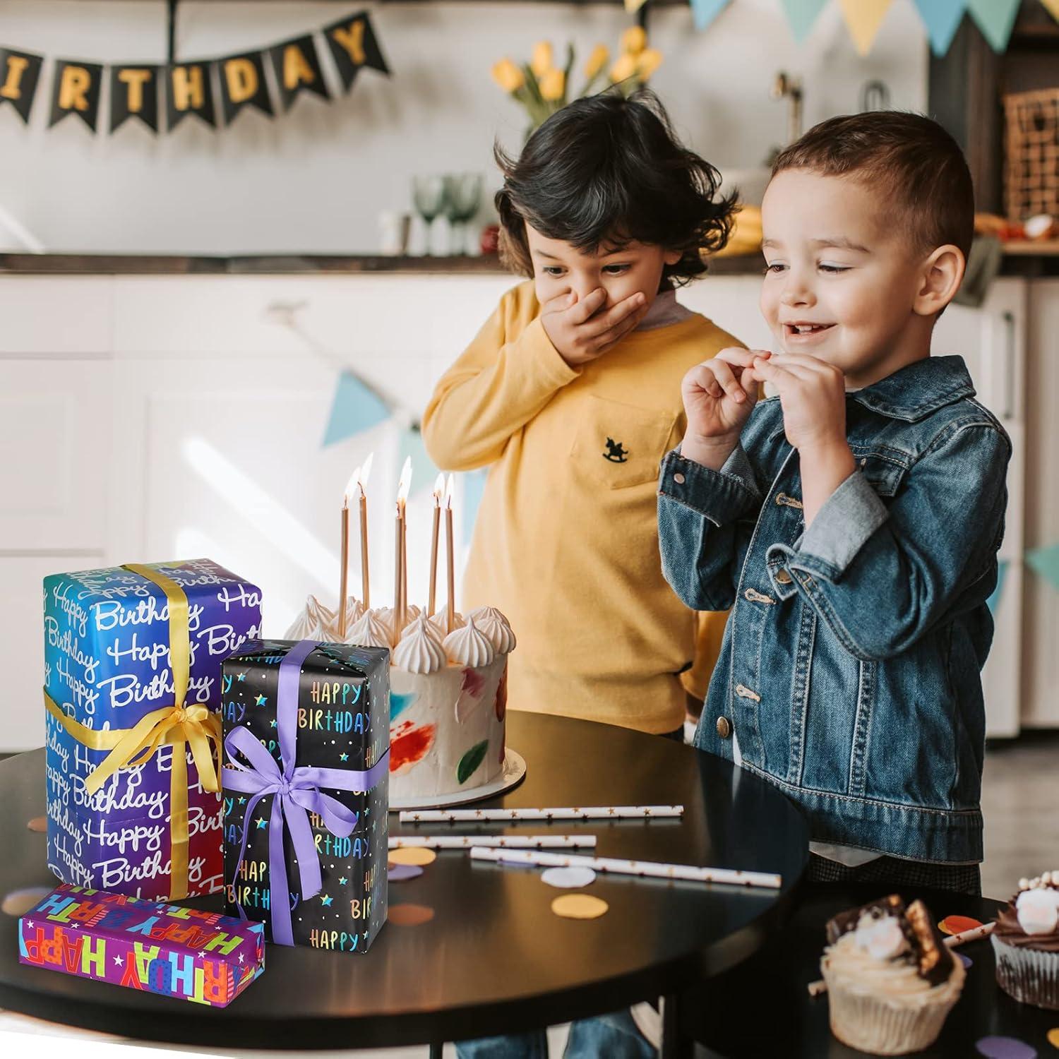Bigqin Geschenkpapier Geburtstag Happy Birthday 6 Blätter 50x70cm Set Band