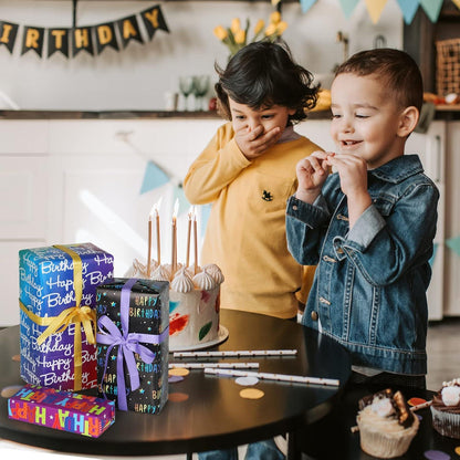 Bigqin Geschenkpapier Geburtstag Happy Birthday 6 Blätter 50x70cm Set Band