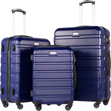 Hartschalen-Koffer Trolley Set TSA-Schloss 4 Rollen Dunkelblau