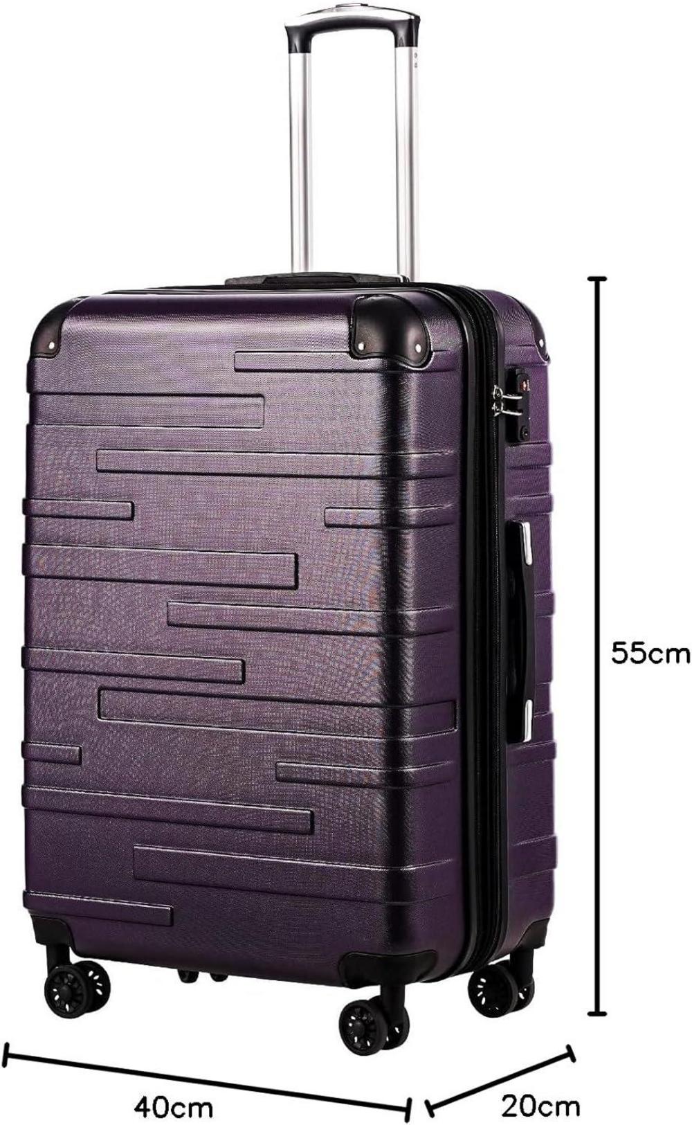 COOLIFE Hartschalen-Koffer Rollkoffer TSA-Schloss 4 Rollen Graulila 67cm