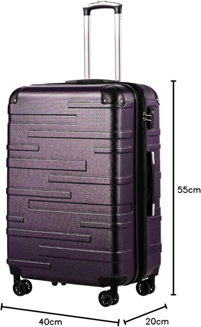 COOLIFE Hartschalen-Koffer Rollkoffer TSA-Schloss 4 Rollen Graulila 67cm