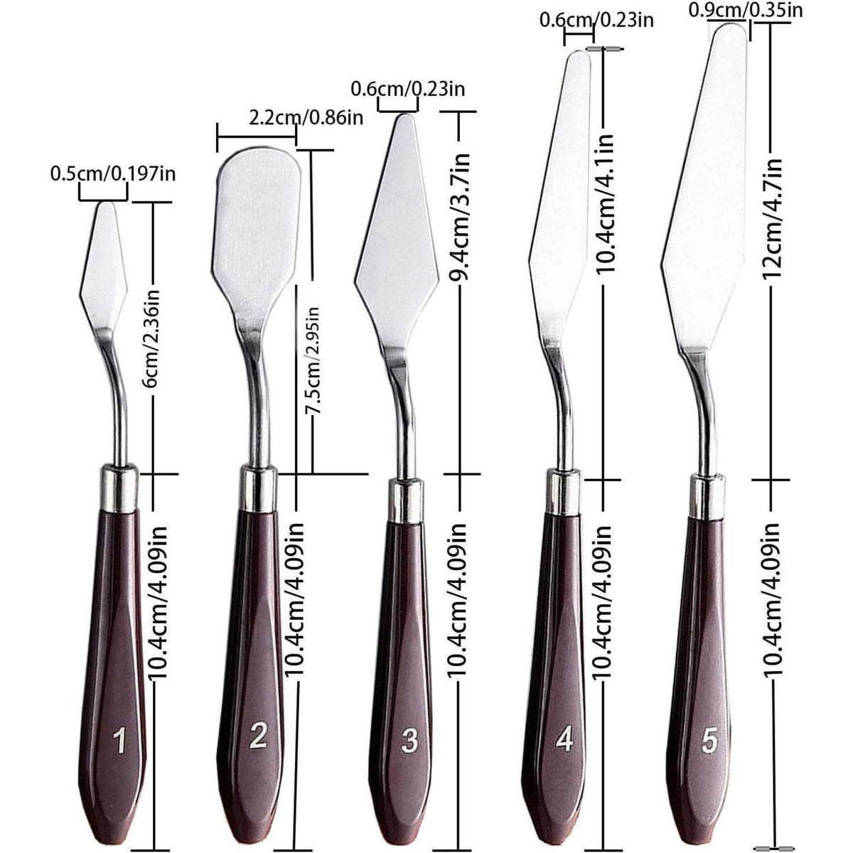 5er Set Malmesser für Acrylfarben – Künstlerqualität