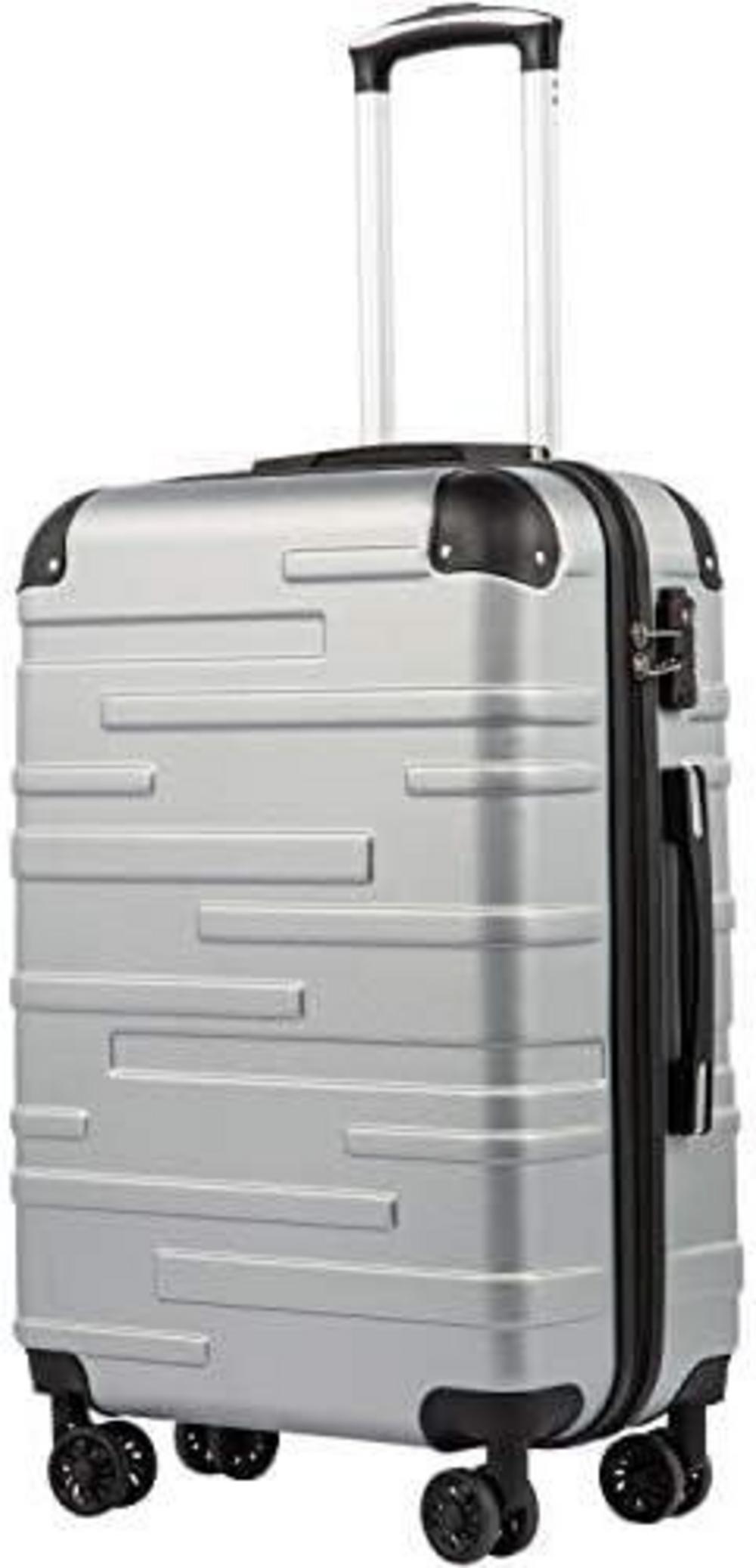 COOLIFE Hartschalen-Koffer Rollkoffer TSA-Schloss 4 Rollen Silber