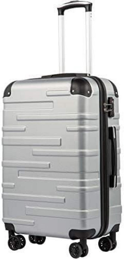 COOLIFE Hartschalen-Koffer Rollkoffer TSA-Schloss 4 Rollen Silber